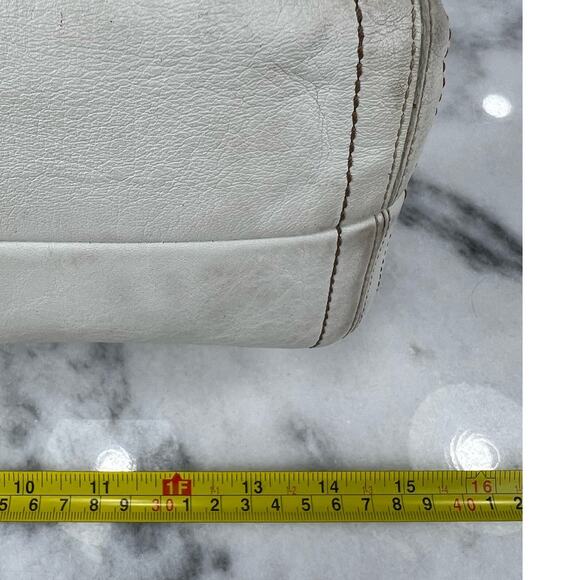 RARE Coach Soho White & Tan Leather Double Pocket Satchel Tote F08A09 - Picture 8 of 11